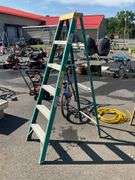 6-Foot Green Step Ladder with Aluminum Steps