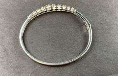 Bangle Bracelet Side Clasp With Citrine Colored Stones 12.5 grams Sterling Silver size 2 1/2"