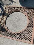 Iron Grate with Center Opening and Geometric Pattern