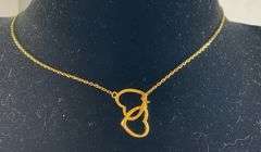 Gold over sterling silver interlocking heart necklace 18in