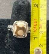 Wood jasper ring size 9 platinum bond