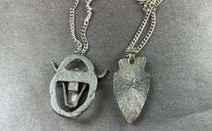 Two Men's Necklaces One Bull With Horns And Arrow Head With Indian