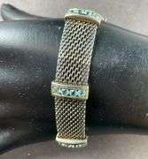 Bracelet Made In Thailand With Blue Topaz Like Stones 22.1 grams Sterling Silver size 7"