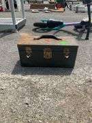 Metal Toolbox with Handle and Assorted Accessories