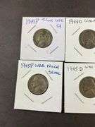 Five silver Jefferson nickels 1944/1945