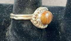 Sterling silver chocolate jasper ring size 8