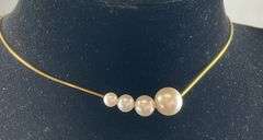 Gold over sterling silver faux four pearl necklace 16in