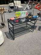 Two-Tier Black Metal Mesh Storage Unit, 18”Hx28”Lx14”W