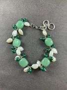 Multi gemstone 7.25in stainless bracelet