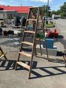6-Foot Wooden Ladder With Metal Reinforcements