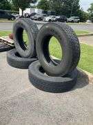 Four 11R24.5 TOYO M647 Tires with Minimal Tread, Sold As-Is