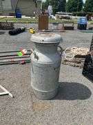 Metal Dairy Can with Handle and Top Lid, 21”H
