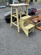 Yellow Painted Step Stool with Three Tiers