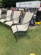 Four Spring Rocking Chairs with Metal Frames and Mesh Seats