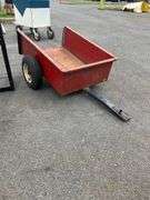 Red Metal Tag-Along Wagon With Missing Back Panel