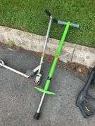 Folding Metal Scooter and Green Pogo Stick