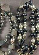 Costume Jewelry Necklace With Black And Gold Ceramic Beads/ Black Wood Necklace Material With Silver Spacers and Necklace With Clear Beads And Turquoise Blue Decorative Beads