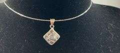 Sterling silver CZ pendant necklace 18in