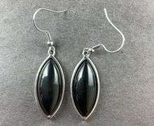 Black obsidian stainless earrings