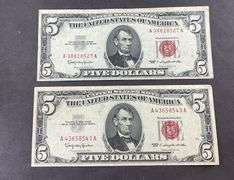 Two 1963 $5 red seals