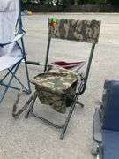 Folding Chair with Camo Seat, Metal Frame, and Zippered Storage