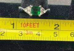 Green and white CZ plated ring size 6
