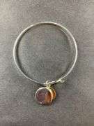 Bangle Bracelet With Clasp Two Charms