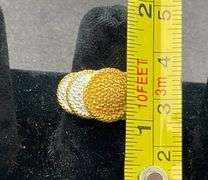 Yellow diamond accent scalloped platinum bond 18k gold plated size 7 ring