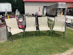 Four Spring Rocking Chairs with Metal Frames and Mesh Seats