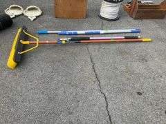 Push Broom with Pressure Washer Attachment and Two Aluminum Handles
