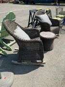 3-Piece Wicker Set With Two Rocking Chairs and Round Table