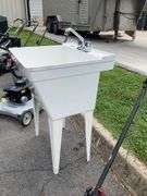 Freestanding Utility Sink With Dual-Handle Faucet