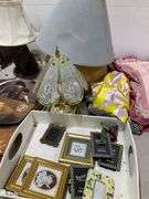 Four Boxes of Decorative Items, Tableware, Textiles, and Collectibles