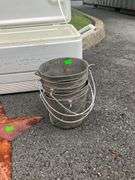 Igloo Cooler, Metal Barn Star, and Galvanized Buckets with Handles