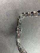 “EMA” Bracelet With Sapphire Like Stones And CZ's 18.7 grams Sterling Silver size 7.5"