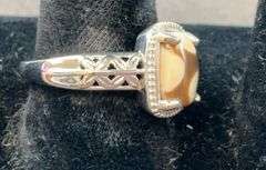Wood jasper ring size 9 platinum bond