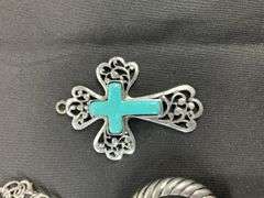 Costume jewelry, two cross pendants and two bracelets
