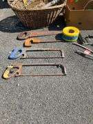 Wicker Basket and Cardboard Box Containing Assorted Tools