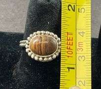 Sterling silver chocolate jasper ring size 8