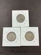 Three Washington quarters 1945, 1945S, and 1945D