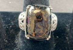 Shungite ring size 7 platinum bond