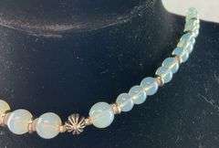 20in opalite beaded necklace silvertone