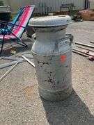 Metal Dairy Can with Handle and Top Lid, 21”H
