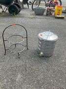 Galvanized Camping Food Storage Container and Two-Tier Plate Rack