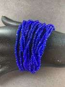 Blue glass seed bracelet rhodium over sterling silver 8.5in