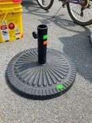 Round Umbrella Base with Ribbed Design and Adjustable Pole Holder