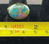 Turquoise ring goldtone size 8