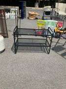 Two-Tier Black Metal Mesh Storage Unit, 18”Hx28”Lx14”W