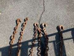 Three Metal Chains With Hooks, 10′ and 12′ Lengths