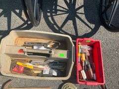 Divided Tool Bin and Rectangle Bin with Assorted Tools
